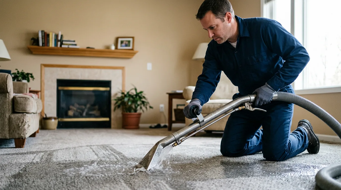 Water damage restoration technician working near Lynn Center, IL
